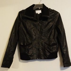 Faux leather bomber jacket